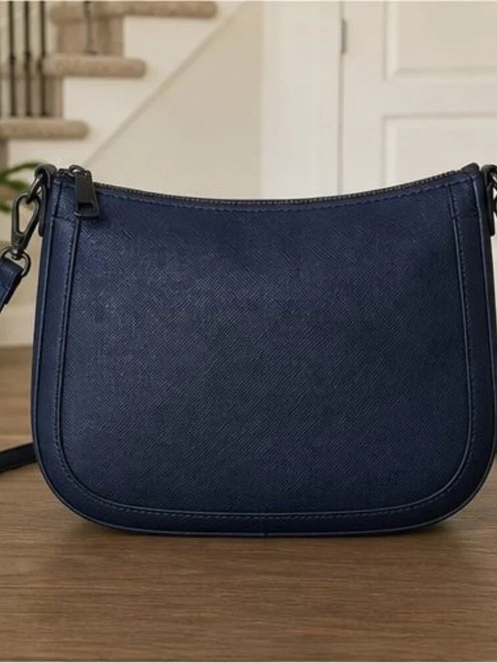 Navy Textured Crossbody Bag - Minimal Everyday Style